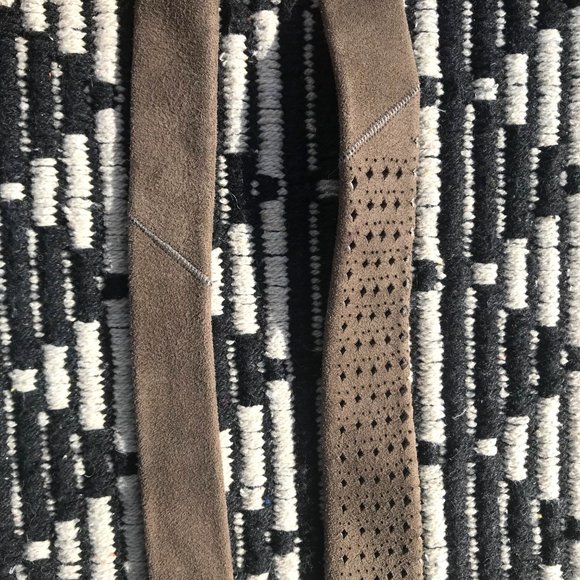 Unisex vtg Perforated Suede Necktie - Picture 5 of 6